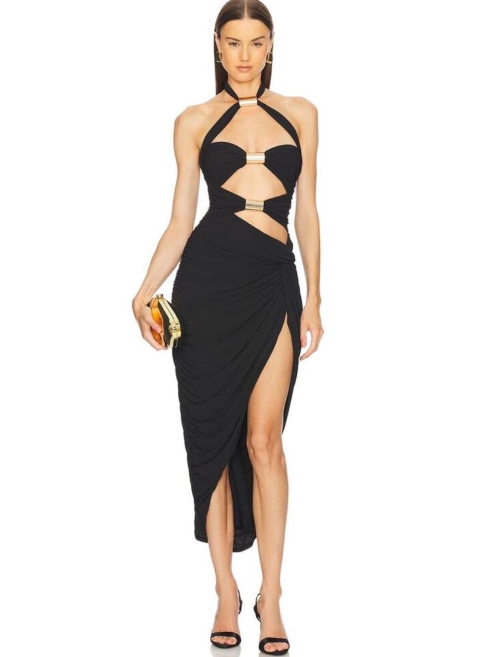 Michael Costello x REVOLVE Chelsie Midi Dress in Black